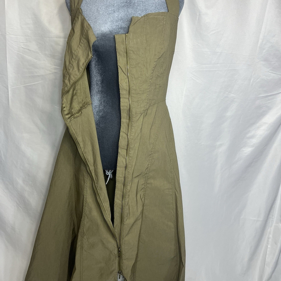 Anthropologie Zip-Front Corset Halter Neck Dress Moss Green Sz L Casual Festive - Picture 5 of 14
